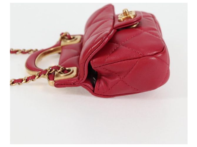 CHANEL Borsa a Spalla Matelassé con Catena in Pelle di Agnello Rosa Oro CC Auth 127614SM D'oro - vista 4