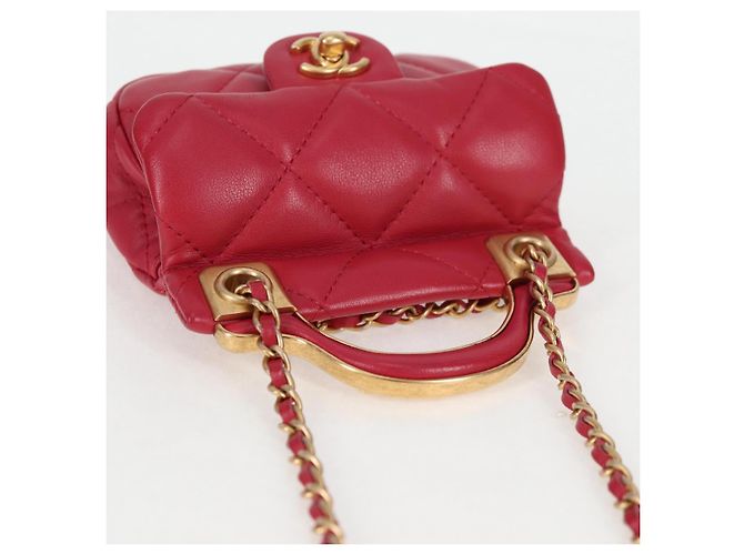 CHANEL Borsa a Spalla Matelassé con Catena in Pelle di Agnello Rosa Oro CC Auth 127614SM D'oro - vista 6