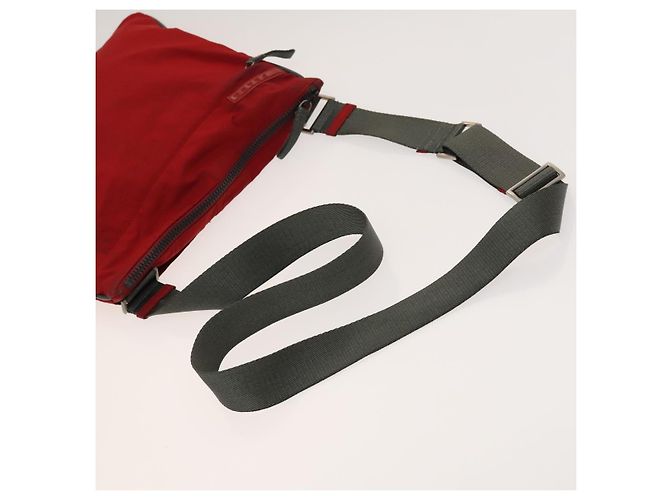 PRADA Borsa a spalla sportiva in nylon 2Set Rossa Beige Argento Auth ti3215 Rosso - vista 5