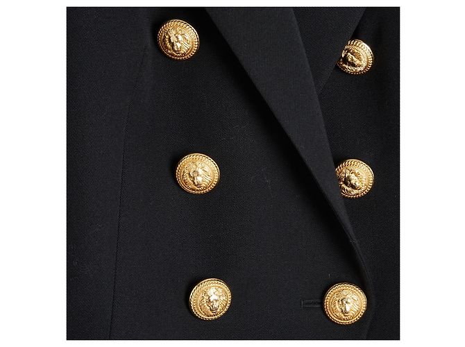 Balmain Black Blazer Jacket FR34 Iconic Double Breasted Wool UK6 U4 - view 2