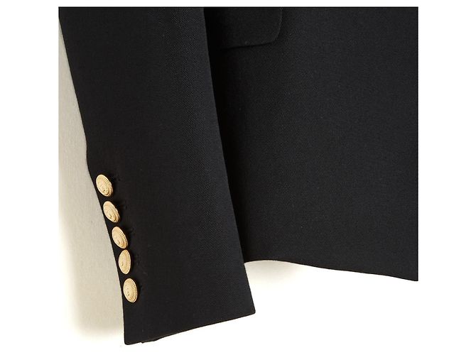 Balmain Black Blazer Jacket FR34 Iconic Double Breasted Wool UK6 U4 - view 3