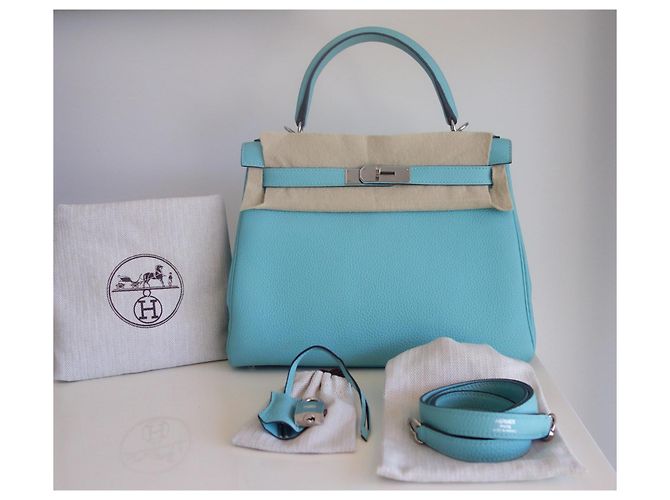 Hermès Borsa Hermes Kelly 28 blu Atoll - vista 2