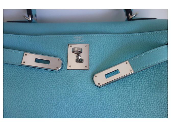 Hermès Borsa Hermes Kelly 28 blu Atoll - vista 5