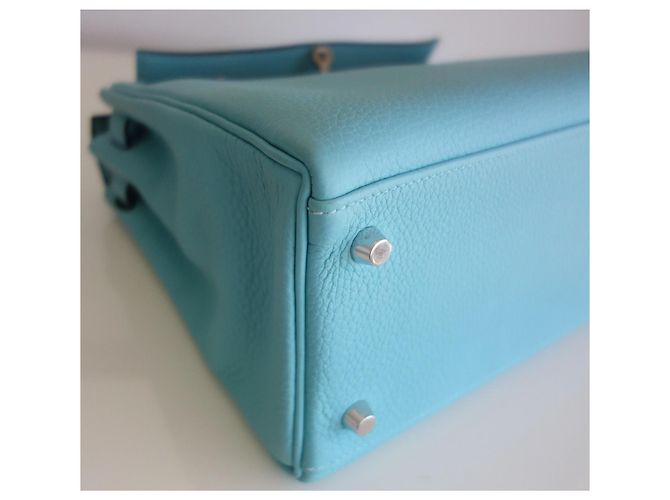 Hermès Borsa Hermes Kelly 28 blu Atoll - vista 8
