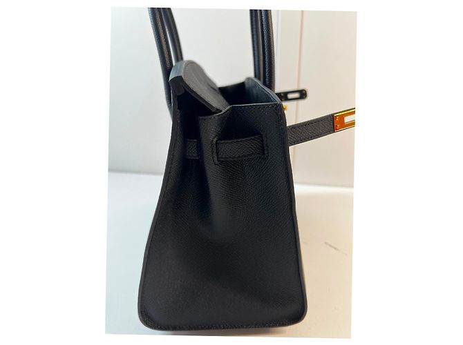 Borsa Hermès Birkin Sellier 25 cm in pelle Epsom nera con hardware dorato GHW Nero - vista 8