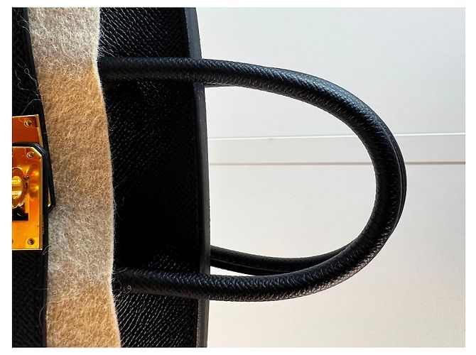Borsa Hermès Birkin Sellier 25 cm in pelle Epsom nera con hardware dorato GHW Nero - vista 22