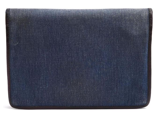Céline Clutch Busta 1985s Pelle Denim Blu Marino Diamante Clutch Celine Blu navy - vista 3