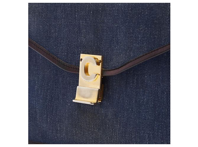 Céline Clutch Busta 1985s Pelle Denim Blu Marino Diamante Clutch Celine Blu navy - vista 4