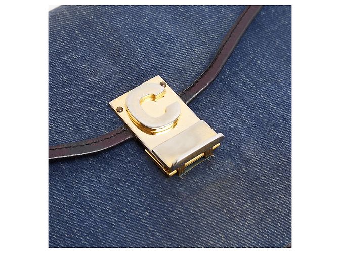 Céline Clutch Busta 1985s Pelle Denim Blu Marino Diamante Clutch Celine Blu navy - vista 6