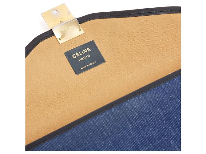 Céline Clutch Busta 1985s Pelle Denim Blu Marino Diamante Clutch Celine Blu navy - vista 7