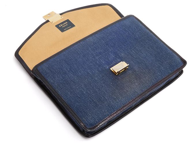 Céline Clutch Busta 1985s Pelle Denim Blu Marino Diamante Clutch Celine Blu navy - vista 8