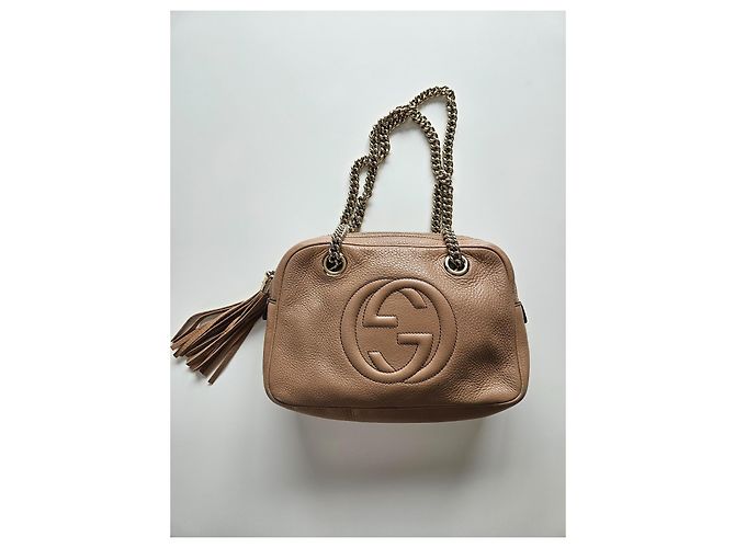Gucci Borsa Soho a doppia catena dorata Beige - vista 12