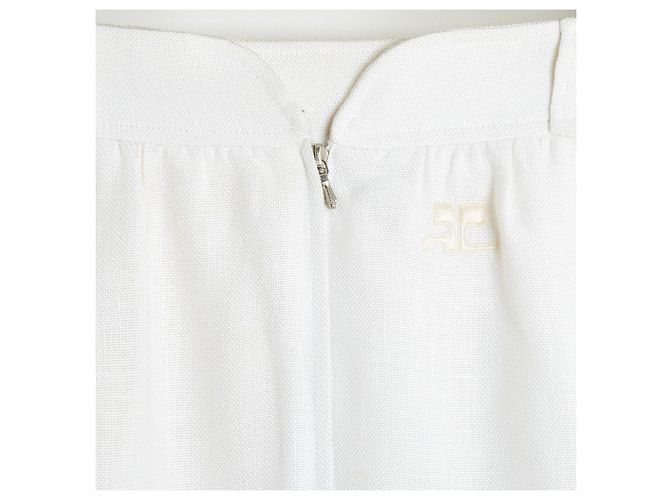 Falda Recta Blanca de Rayón Courrèges de los años 1980 FR36 UK8 US6 Courreges Blanco - vista 2