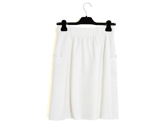Falda Recta Blanca de Rayón Courrèges de los años 1980 FR36 UK8 US6 Courreges Blanco - vista 5