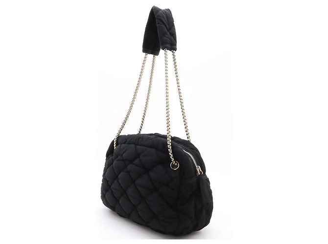 Borsa a spalla in cotone trapuntato Chanel Bubble Nero - vista 2