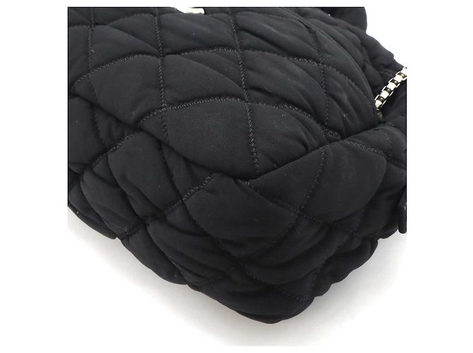Borsa a spalla in cotone trapuntato Chanel Bubble Nero - vista 3