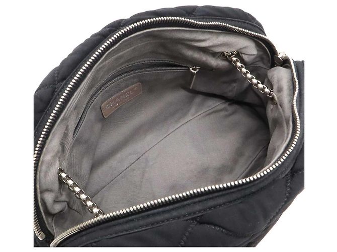 Borsa a spalla in cotone trapuntato Chanel Bubble Nero - vista 7