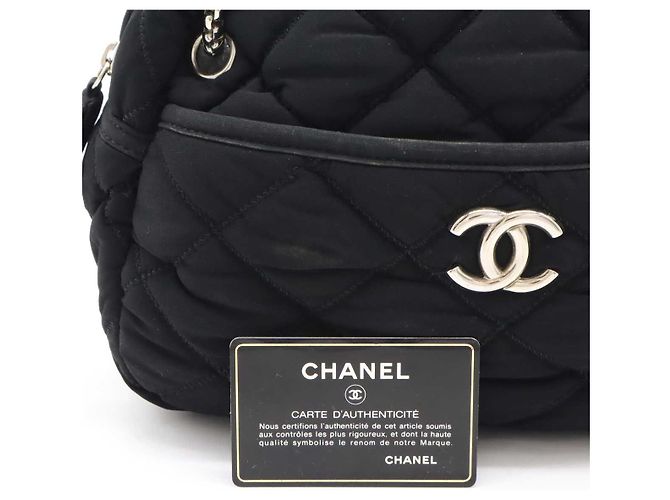 Borsa a spalla in cotone trapuntato Chanel Bubble Nero - vista 9