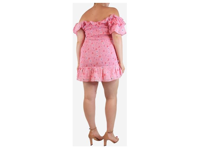 Autre Marque Rosa Blumen Smocked Mini-Kleid - Größe XL Pink - Ansicht 2