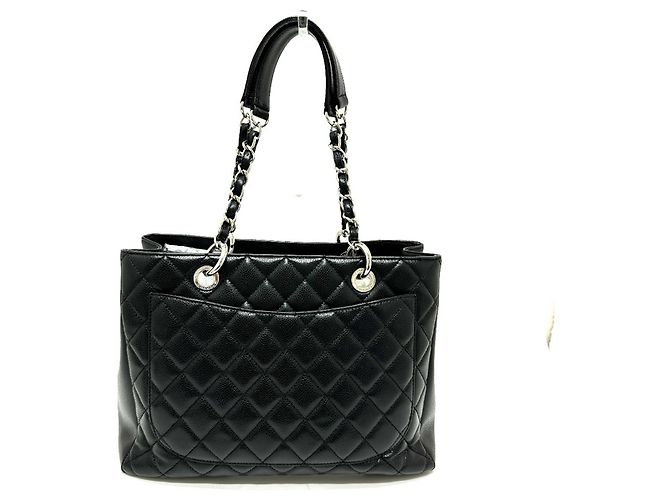 Chanel schwarze genarbte Kalbsleder-Tote - Ansicht 2
