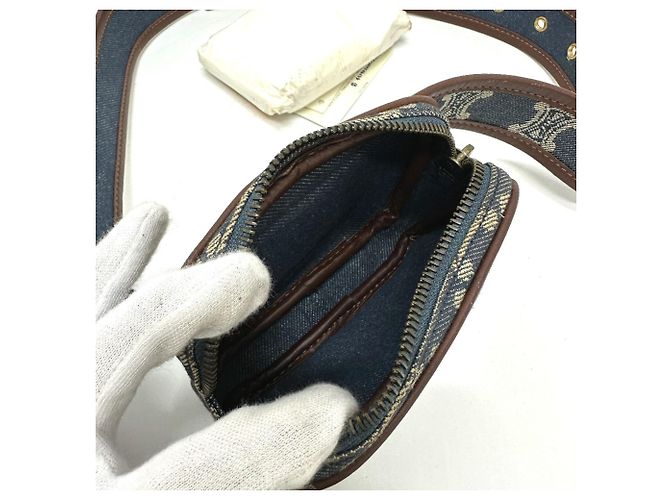 Belt Bag Céline Celine Macadam Denim Gürteltasche Blau - Ansicht 10