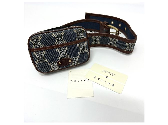 Belt Bag Céline Celine Macadam Denim Gürteltasche Blau - Ansicht 14