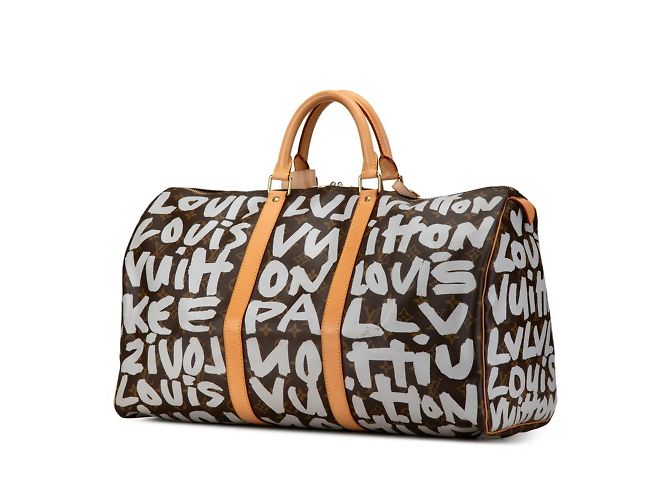 Borsa Boston Keepall 50 Monogram Graffiti Louis Vuitton Marrone Argento - vista 2