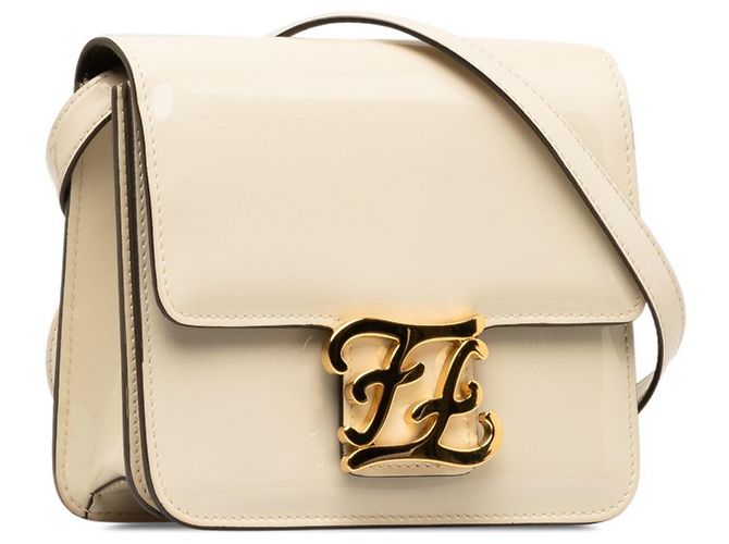 Borsa a tracolla Fendi Calligraphy Bianco Crudo - vista 2