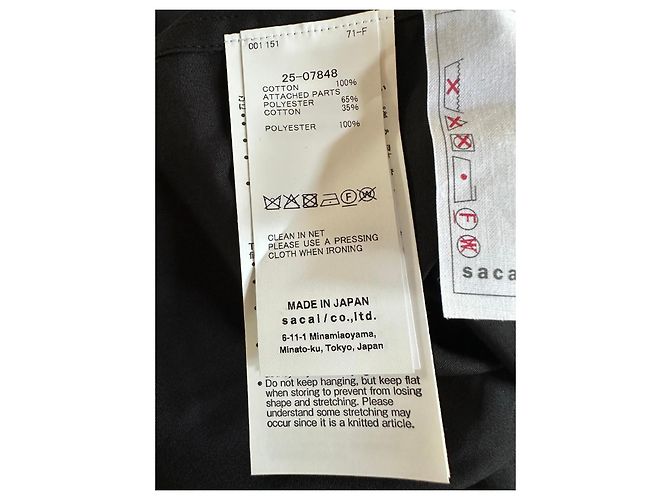 Top de punto negro Sacai de algodón y tul - vista 5