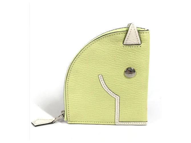 Monedero de cuero Chèvre de Hermès en amarillo - vista 2