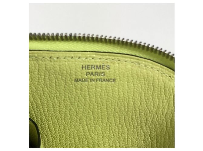 Monedero de cuero Chèvre de Hermès en amarillo - vista 9