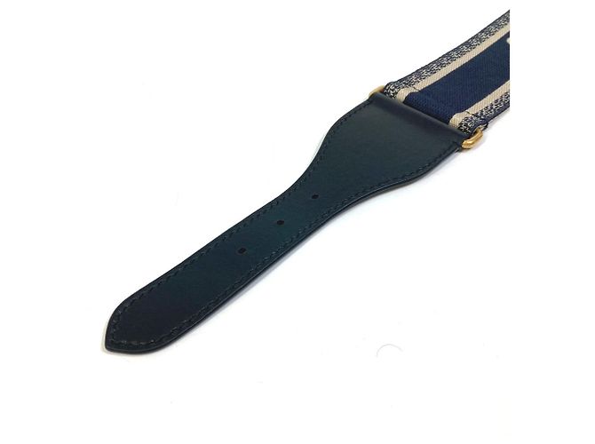 Gürtel aus bestickter Leinwand mit Christian Dior-Logo Beige Marineblau - Ansicht 11