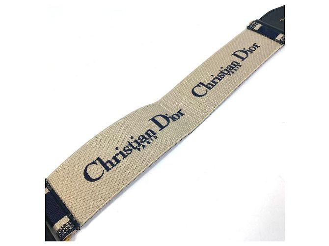 Gürtel aus bestickter Leinwand mit Christian Dior-Logo Beige Marineblau - Ansicht 12