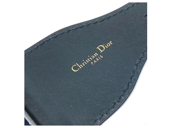 Gürtel aus bestickter Leinwand mit Christian Dior-Logo Beige Marineblau - Ansicht 14