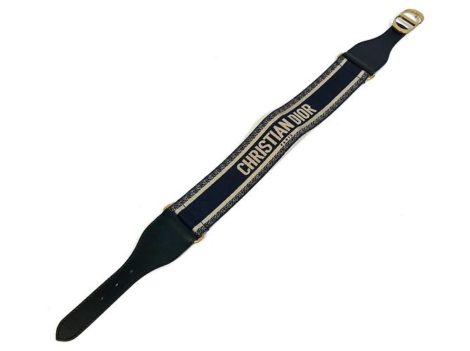 Gürtel aus bestickter Leinwand mit Christian Dior-Logo Beige Marineblau - Ansicht 2