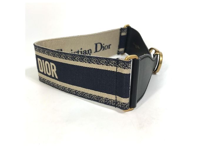 Gürtel aus bestickter Leinwand mit Christian Dior-Logo Beige Marineblau - Ansicht 7