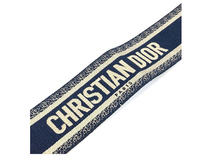 Gürtel aus bestickter Leinwand mit Christian Dior-Logo Beige Marineblau - Ansicht 8
