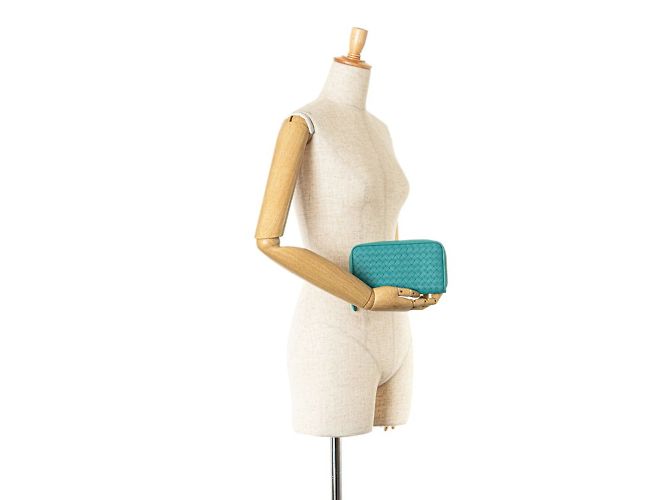 Cartera larga de cuero verde esmeralda Bottega Veneta - vista 10