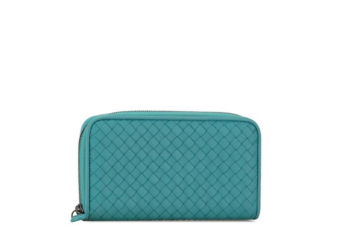 Cartera larga de cuero verde esmeralda Bottega Veneta - vista 2