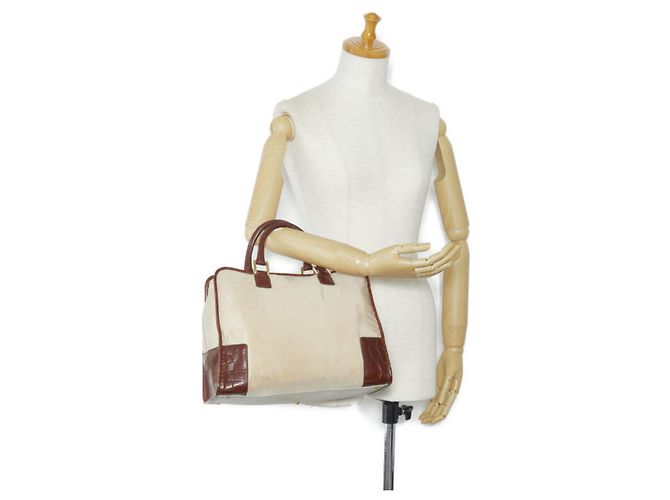 Bolso de mano Loewe Amazona de cuero con estampado de cocodrilo Castaño Beige - vista 11