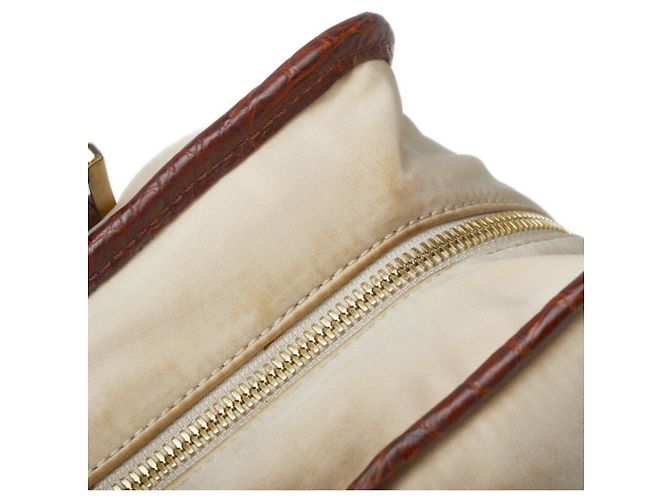 Bolso de mano Loewe Amazona de cuero con estampado de cocodrilo Castaño Beige - vista 6