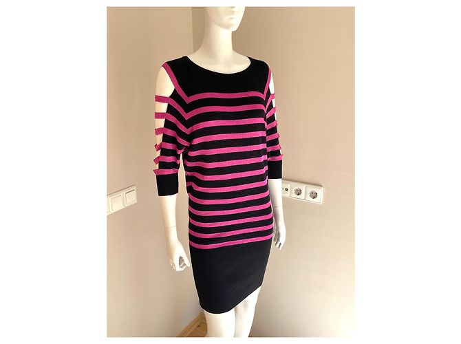 Abito a righe Jean Paul Gaultier nero e rosa - vista 5