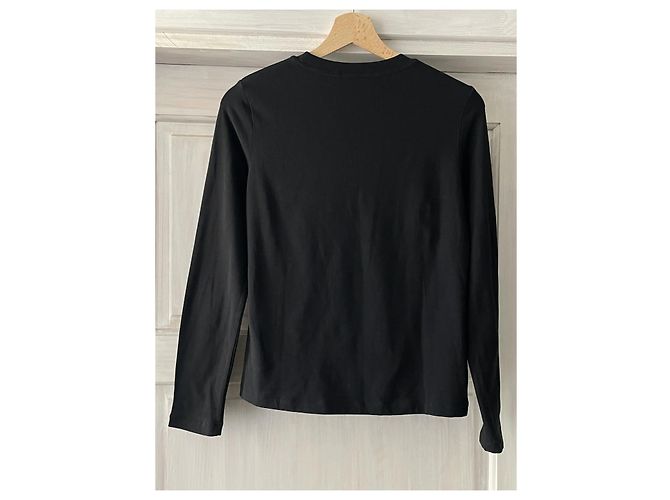 Blusa J'adore a maniche lunghe Christian Dior Nera Cotone Nero - vista 6
