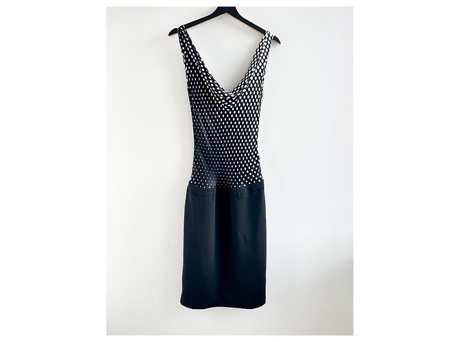 Vestido Alexander McQueen de Bolinhas de Seda e Lã Preto Branco - vista 2