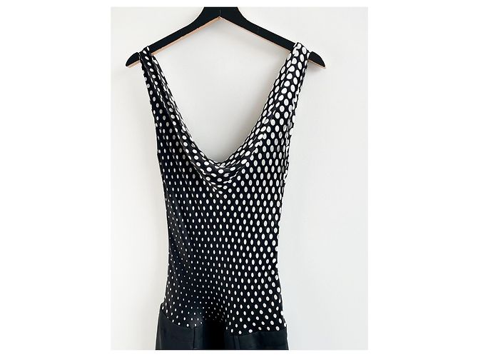 Vestido Alexander McQueen de Bolinhas de Seda e Lã Preto Branco - vista 3