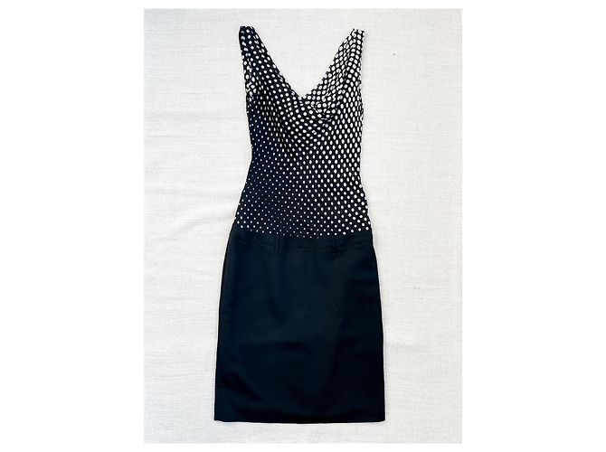 Vestido Alexander McQueen de Bolinhas de Seda e Lã Preto Branco - vista 5