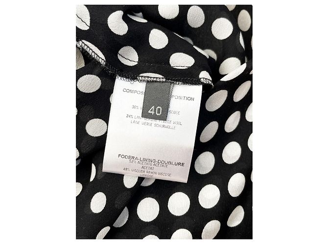 Vestido Alexander McQueen de Bolinhas de Seda e Lã Preto Branco - vista 7