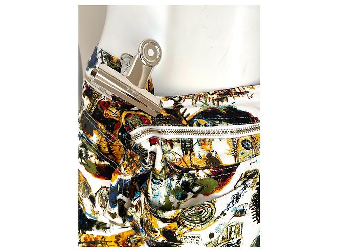 Jean Paul Gaultier Vaqueros de Algodón con Estampado Basquiat Negro Blanco Amarillo - vista 11