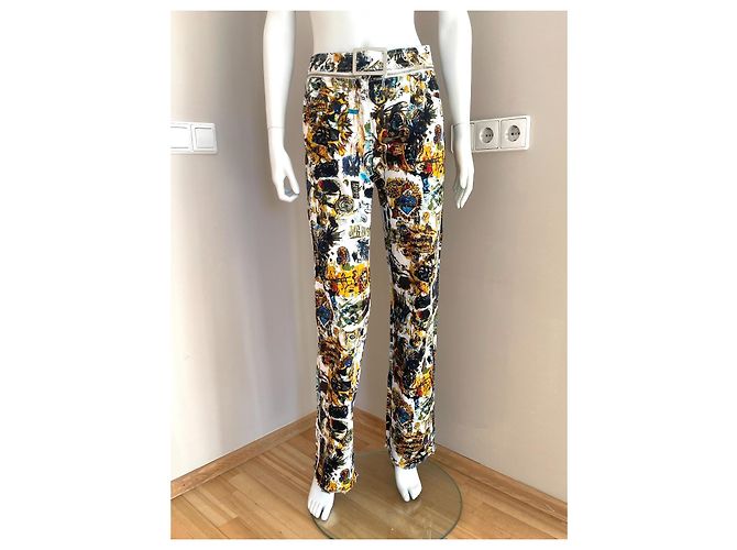 Jean Paul Gaultier Vaqueros de Algodón con Estampado Basquiat Negro Blanco Amarillo - vista 2