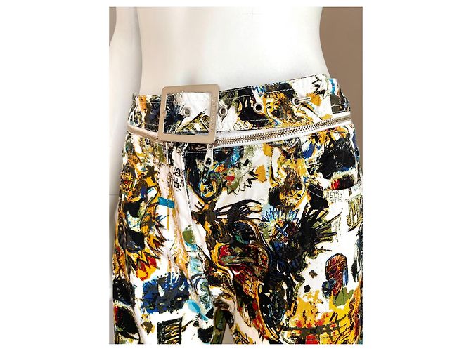 Jean Paul Gaultier Vaqueros de Algodón con Estampado Basquiat Negro Blanco Amarillo - vista 3